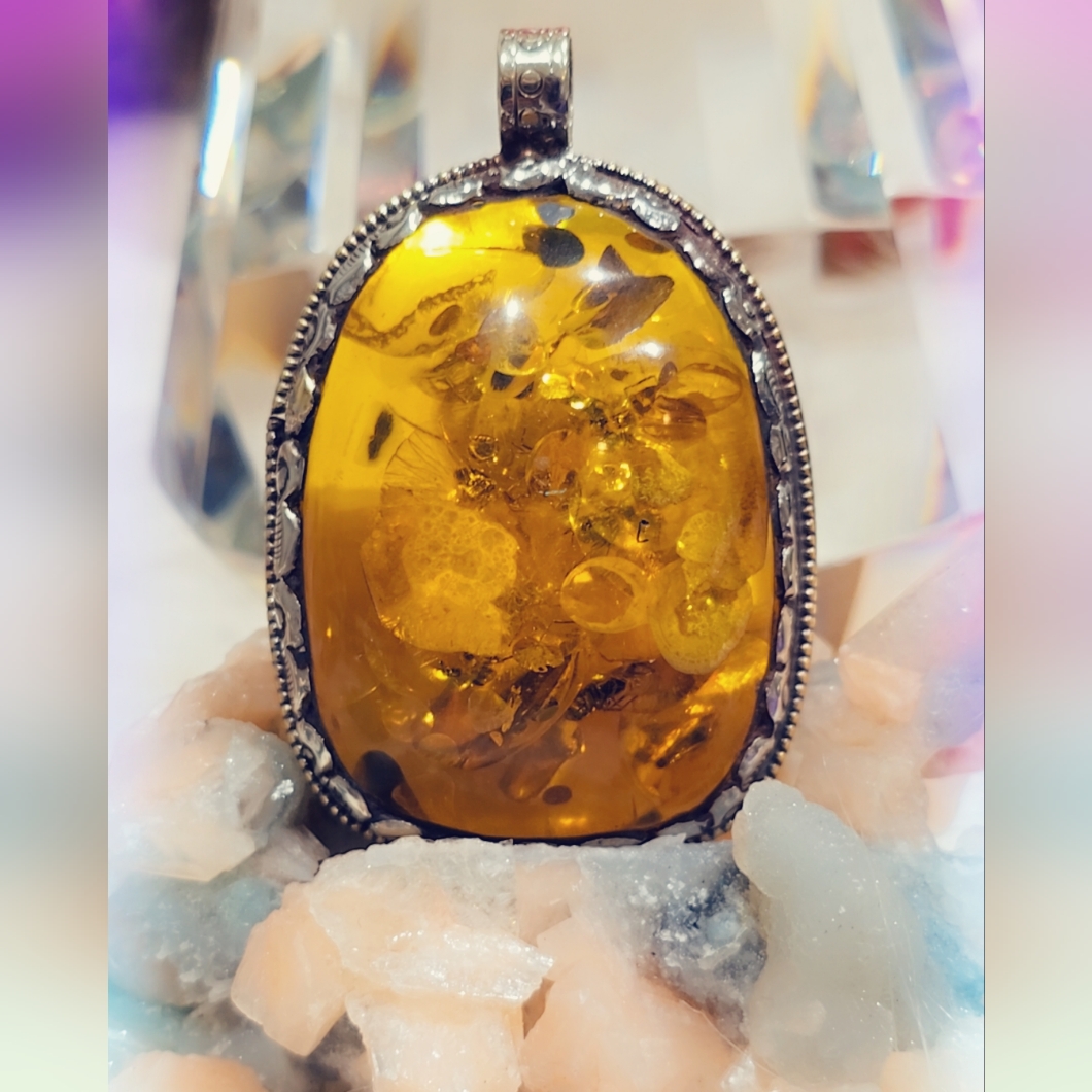 Amber Tibetan Pendant